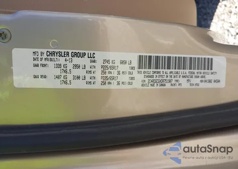 2013 Dodge Grand Caravan Sxt z USA, uszkodzony, nr VIN 2C4RDGCGXDR751907